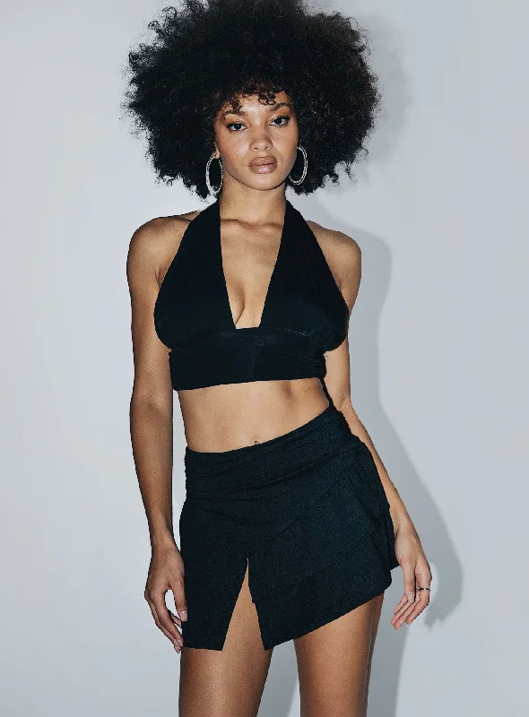 Adra 2000s Mini Skirt Black denim skirt durable