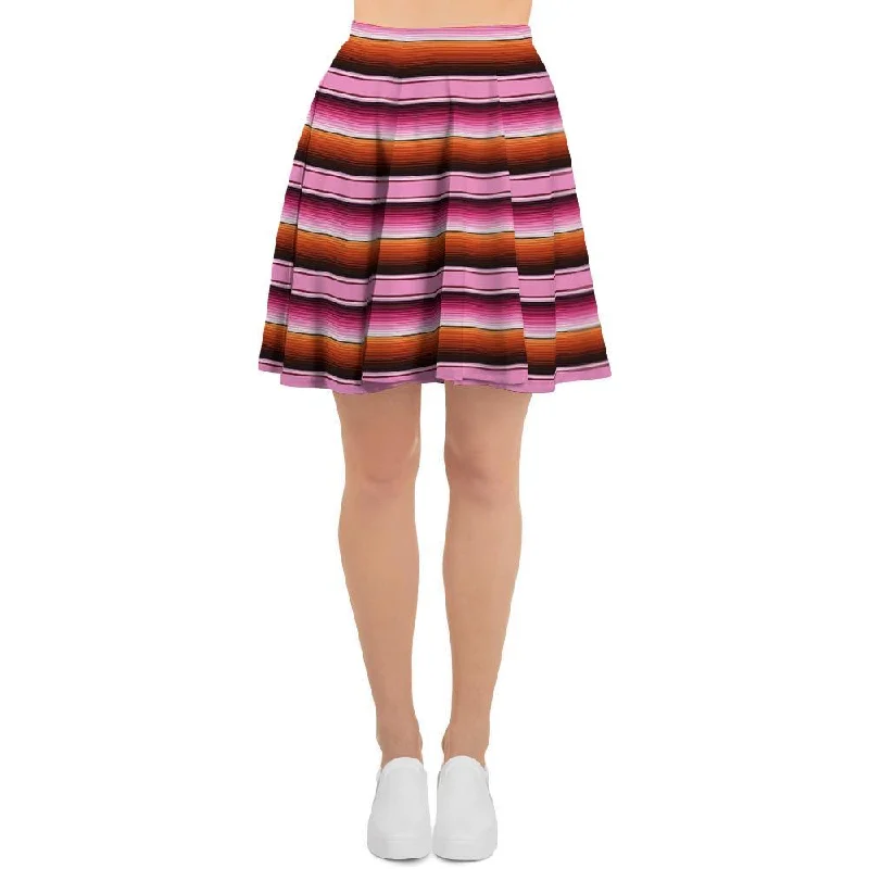 Red And Pink Mexican Baja Women's Skirt ruffled skirt detail
