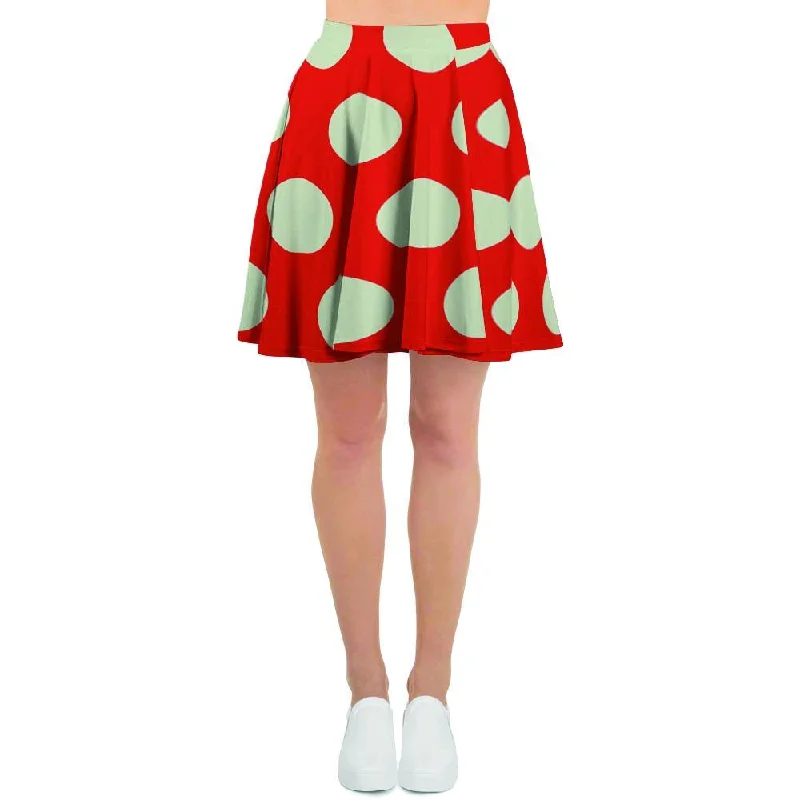 Red And White Polka Dot Women's Skirt chiffon skirt lightweight