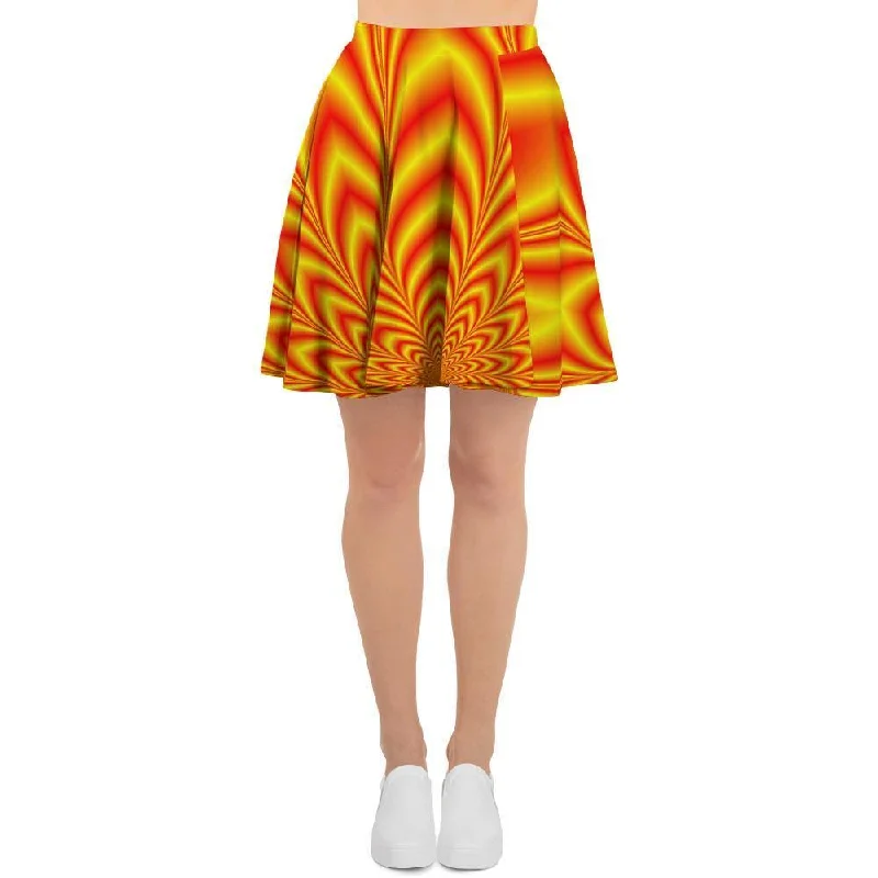 Red and Yellow Abstract Optical illusion Women's Skirt leather skirt refined