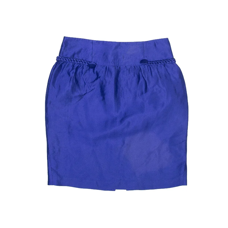REISS Short Pencil Skirt Blue Silk Satin Womens UK 8 high waist skirt