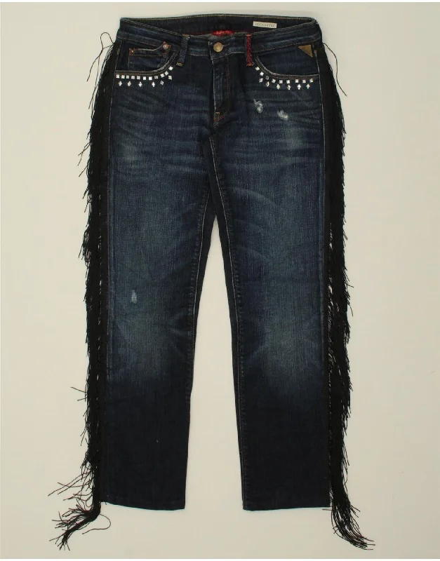 REPLAY Womens Straight Jeans W30 L27 Navy Blue Cotton Western Fashionable Bootcut Jeans