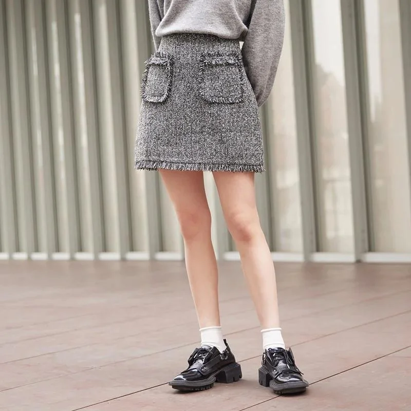 Retro Raw Edge A-Line Skirt chiffon skirt lightweight
