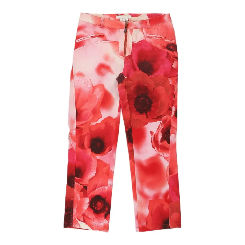 Roberto Cavalli Cropped Jeans - 28W UK 8 Red Cotton Fashionable Raw Hemmed Jeans