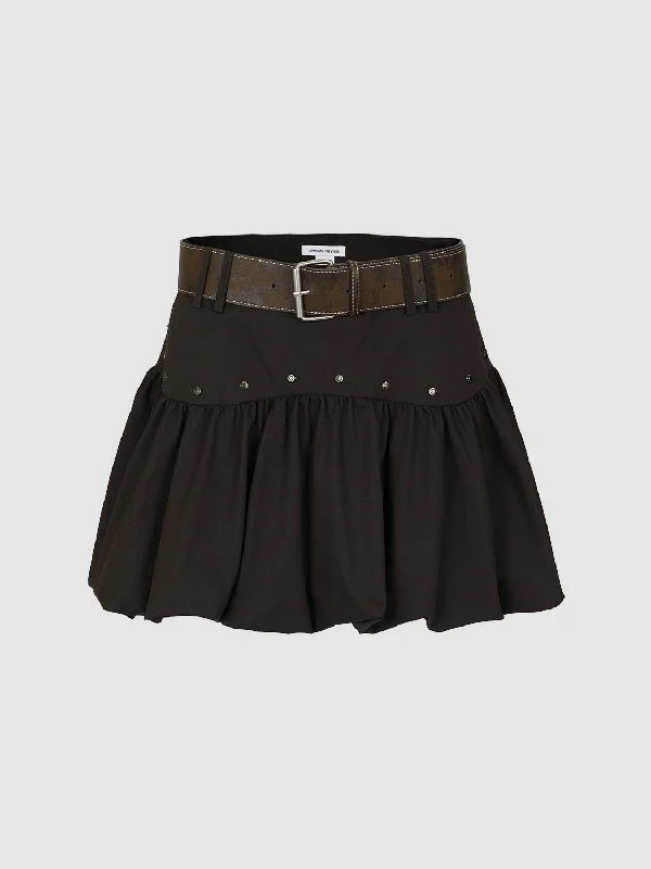 Ruffle Hem A-Line Skirts relaxed fit skirt