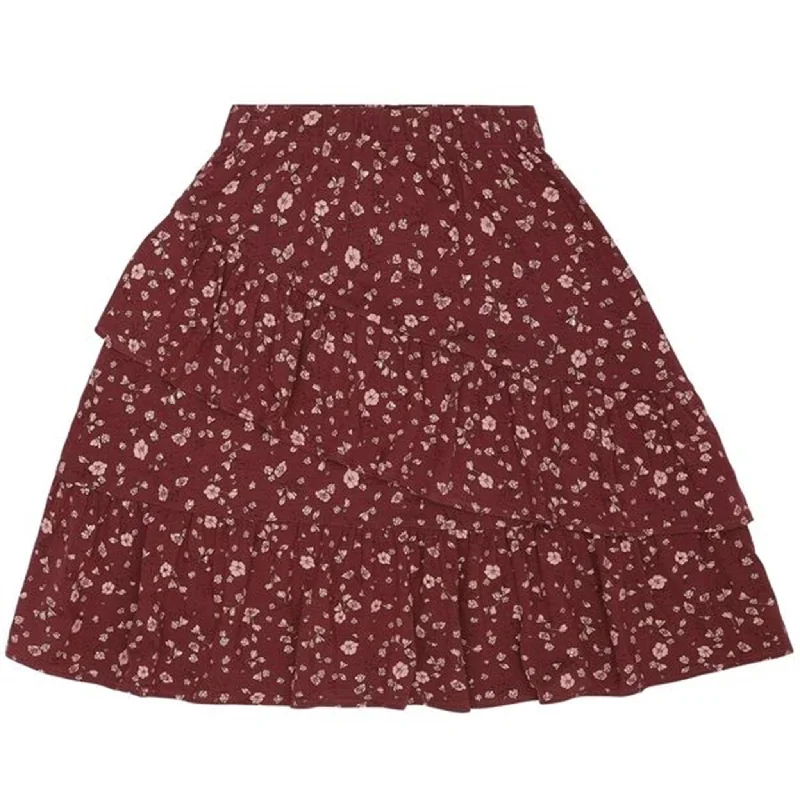 Soft Gallery Oxblood Red Flowery Fine Skirt a-line skirt cut