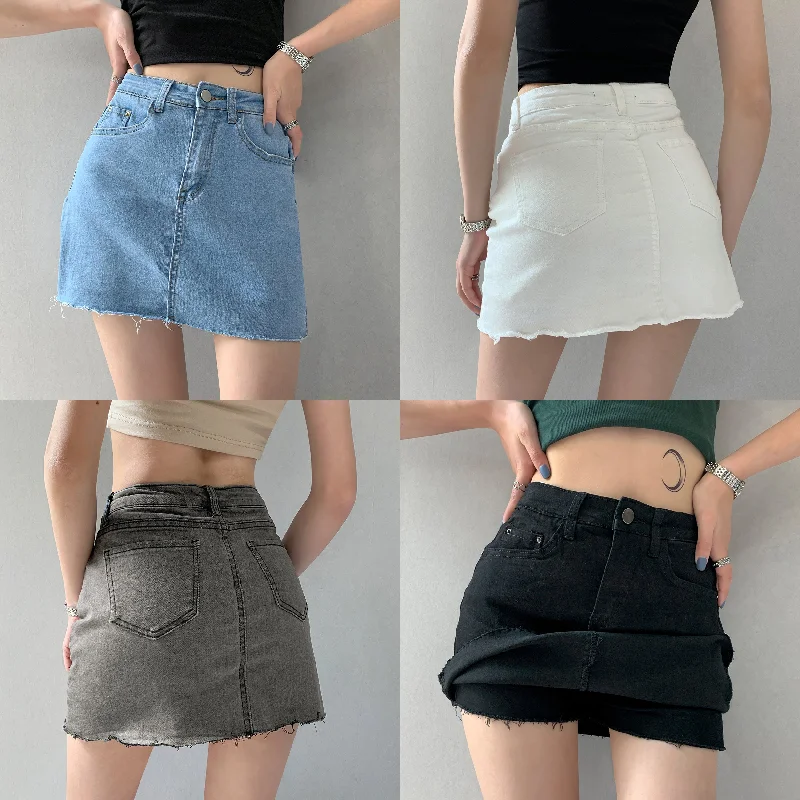 Summer fashion denim skirt YV43029 linen skirt natural