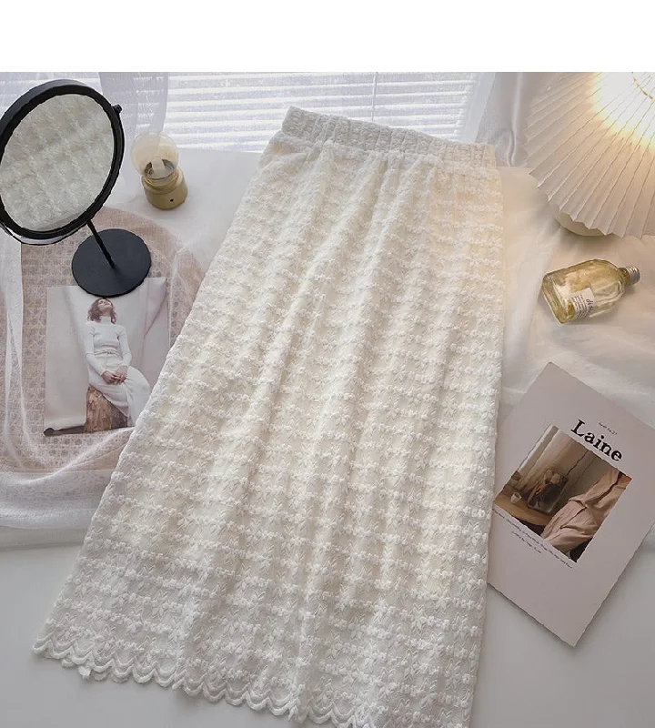 Sweet design super fairy lace high waist A-line skirt  5785 wool skirt sturdy