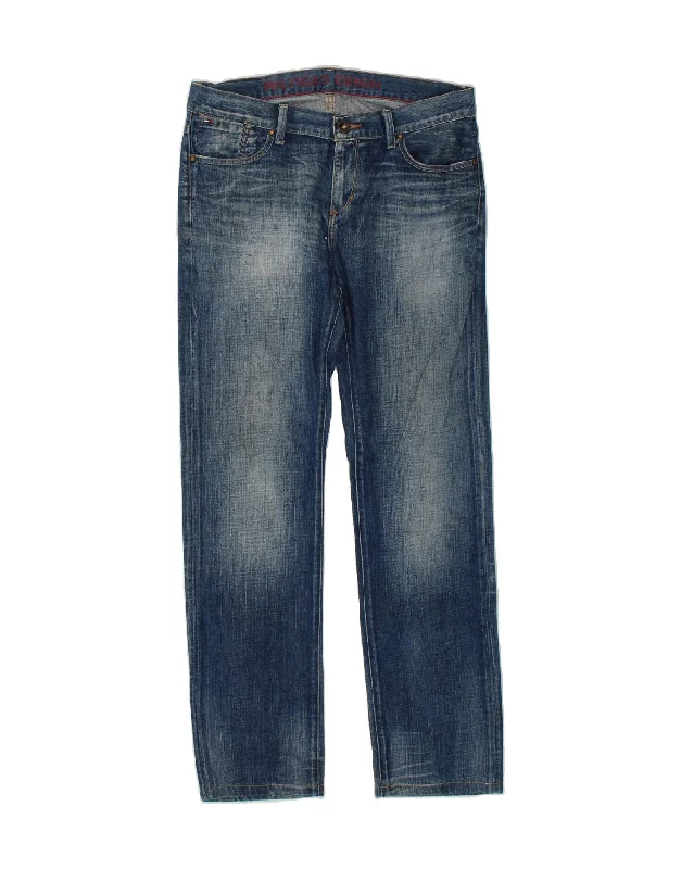 TOMMY HILFIGER Womens Straight Jeans W34 L31 Blue Comfortable Zip-Up Skinny Jeans