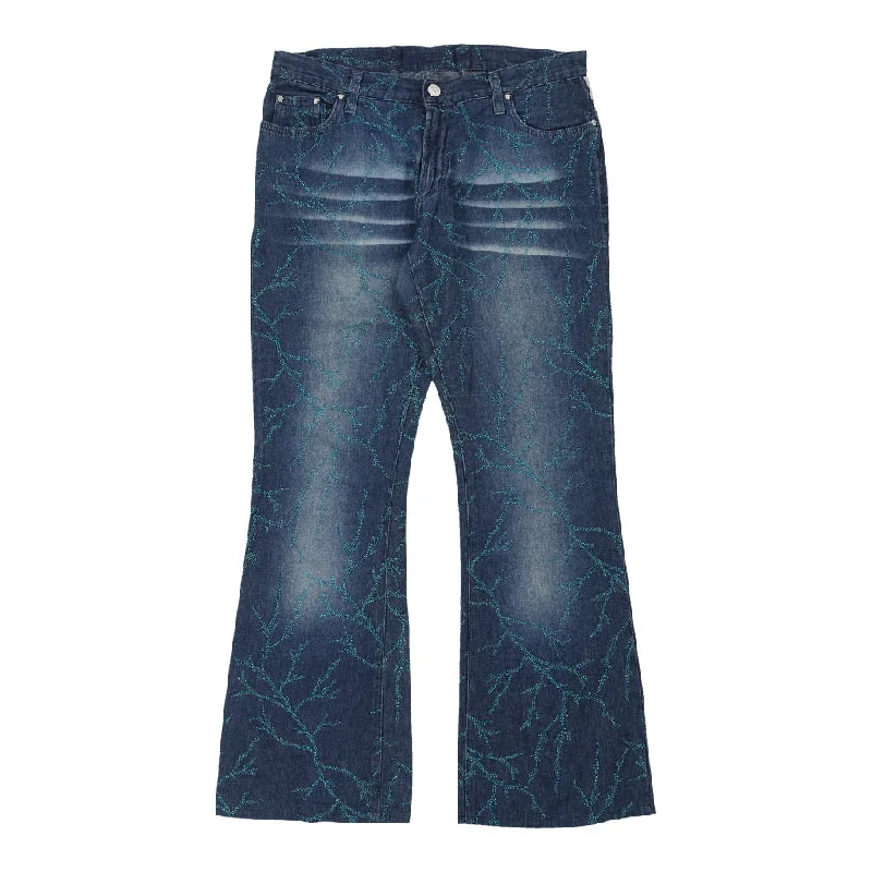 Versace Jeans Couture Flared Jeans - 32W UK 10 Blue Cotton Trendy Flared Leg Jeans