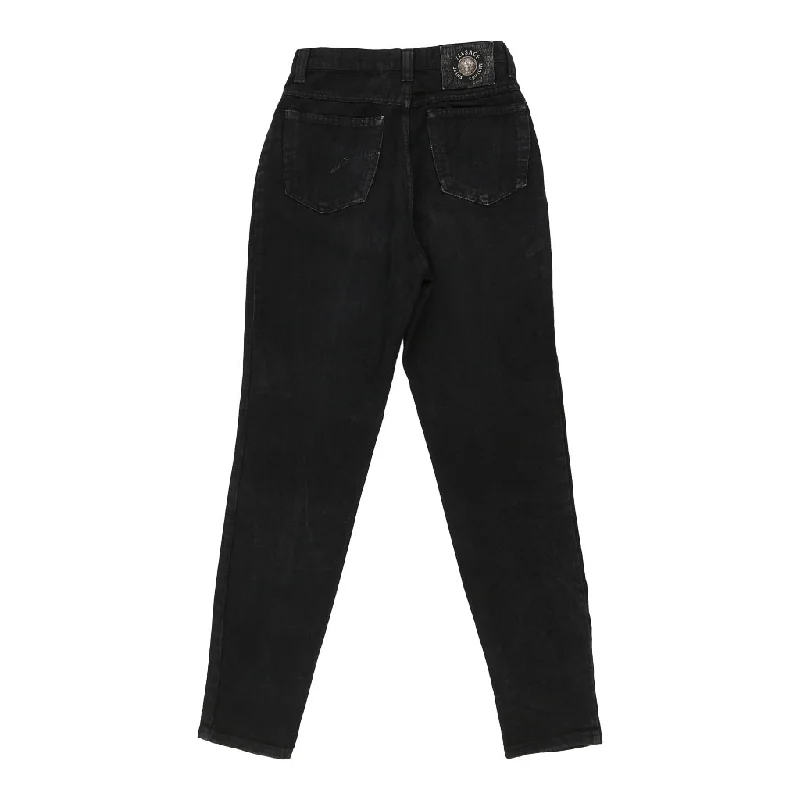 Versace Jeans Couture Jeans - 26W UK 6 Black Cotton Elegant Raw Hem Jeans