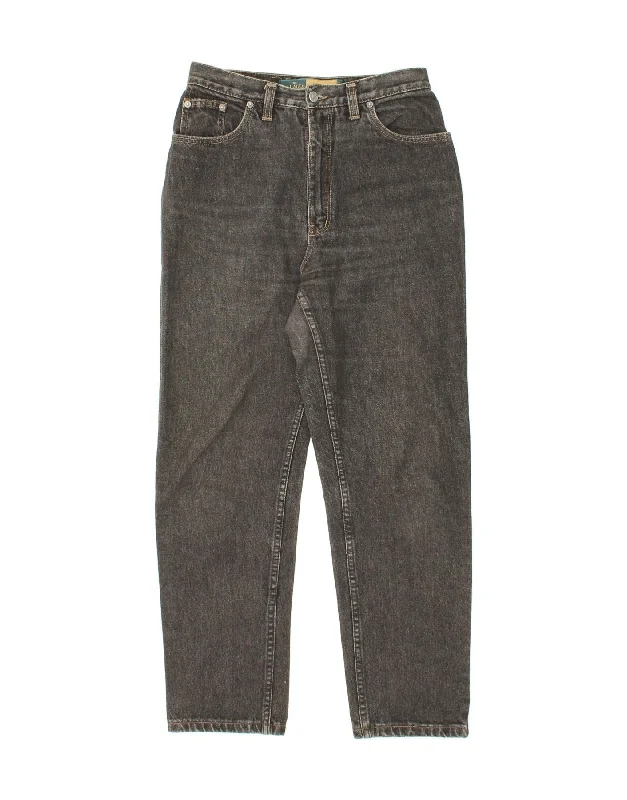 VINTAGE Womens High Waist Tapered Jeans IT 38 XS W27 L27  Grey Cotton Chic Dark-Wash Skinny Jeans
