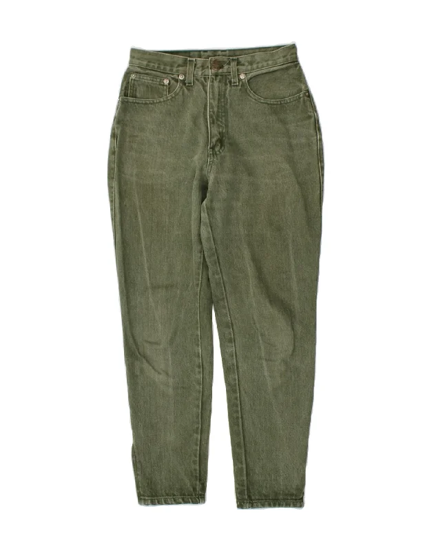VINTAGE Womens Tapered High Waist Jeans W26 L26 Green Stylish Bootcut Denim Jeans