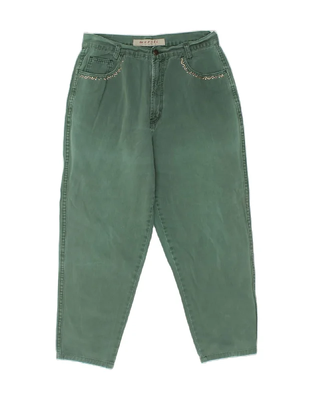 VINTAGE Womens Tapered Jeans IT 44 Medium W30 L26  Green Cotton Comfortable Low-Rise Jeans