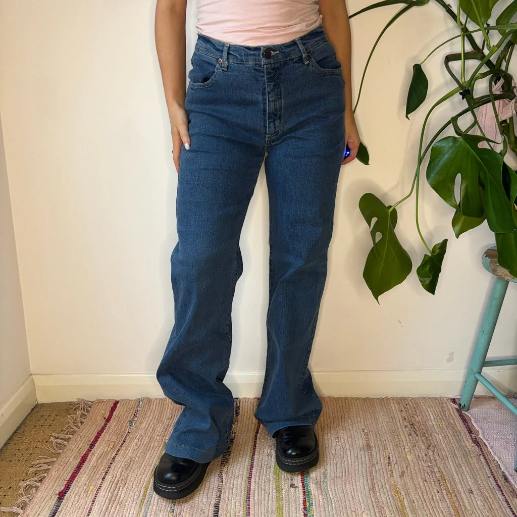 Wild Easy Jeans - 30W UK 10 Blue Cotton Blend Comfortable Jogger Style Jeans
