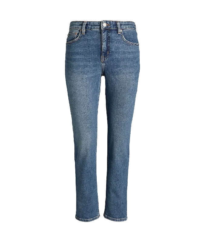 High-rise Straight Ankle Jean - Blue Stylish Tapered Fit Jeans