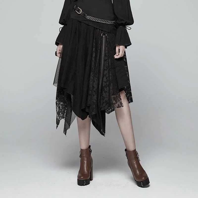 Women's Steampunk Multilayer Skirt Net Skirt denim skirt stylish