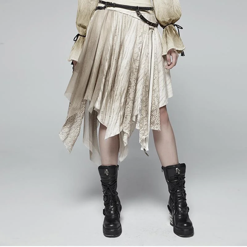 Women's Steampunk Multilayer Skirt Net Skirt linen skirt light