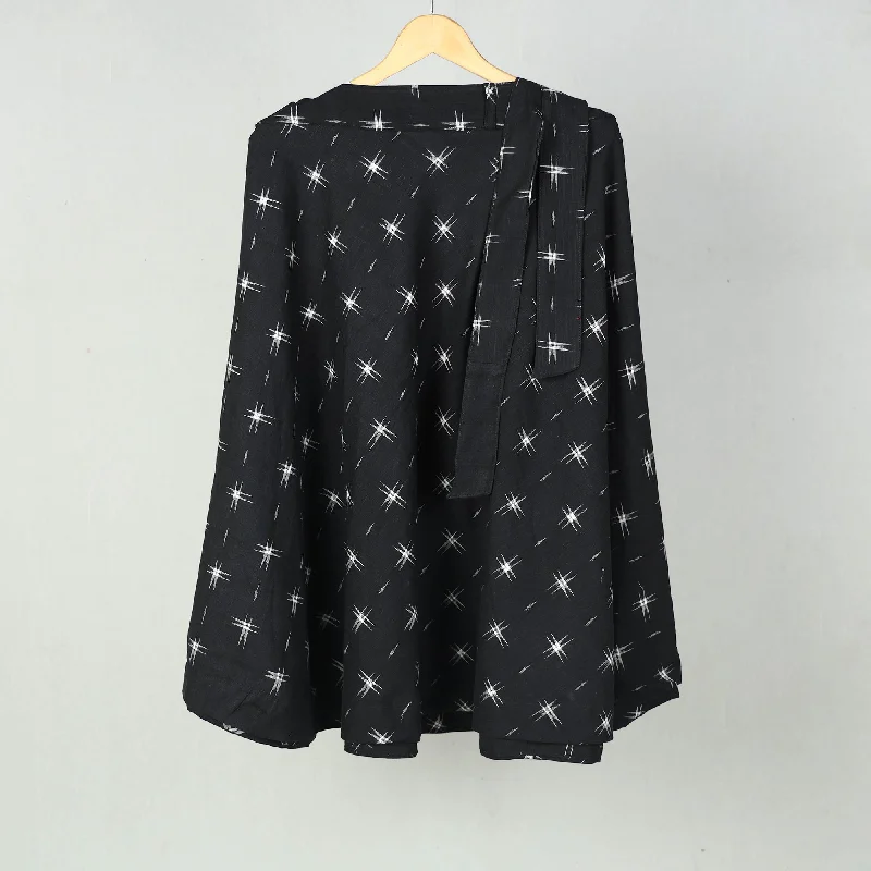 Black - Wrap Around Cotton Pochampally Ikat Skirt 19 silk skirt elegant