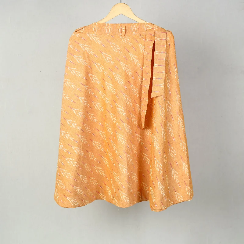 Brown - Wrap Around Cotton Pochampally Ikat Skirt 23 corduroy skirt cozy