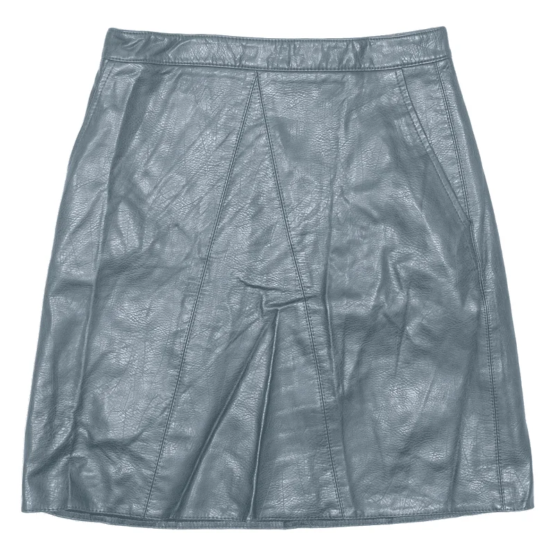 ZARA BASIC Leather Feel Womens Straight Skirt Green Short XS lightweight skirt design