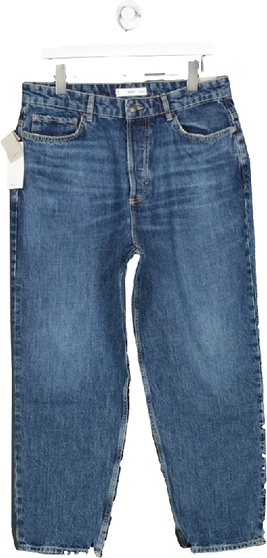 MANGO Blue Tapered Loose Cropped Jeans BNWT W32 Fashionable Relaxed Fit Denim